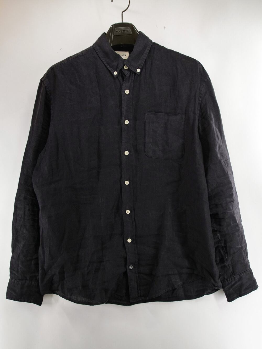 Taylor Stitch The Jack Shirt Mens 44 XL Charcoal Black 100% Linen Button Down